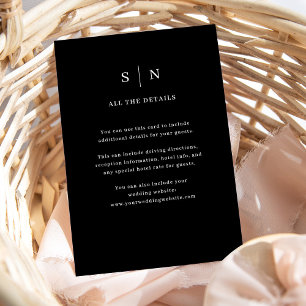 Tarjeta De Recepción Mínimo y Moda Negro   Detalles del invitado del Bo