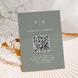 Tarjeta De Recepción Mínimo y Moda | Sage Green QR Code Boda