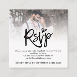 Tarjeta De Recepción Miniscript QR Código foto Boda RSVP Gabinete
