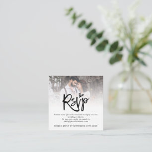 Tarjeta De Recepción Miniscript QR Código foto Boda RSVP Gabinete