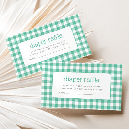 Tarjeta De Recepción Mint Green Gingham Baby Shower Diaper Raffle