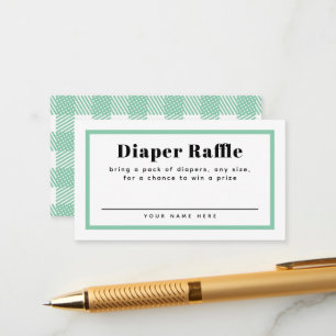 Tarjeta De Recepción Mint Green Gingham Plaid Baby Shower Diaper Raffle