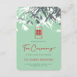 Tarjeta De Recepción Mint Green Zen Bamboo deja ceremonia de té china