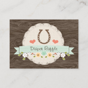 Tarjeta De Recepción Mint Horseshoe Western Diaper Raffle Ticket