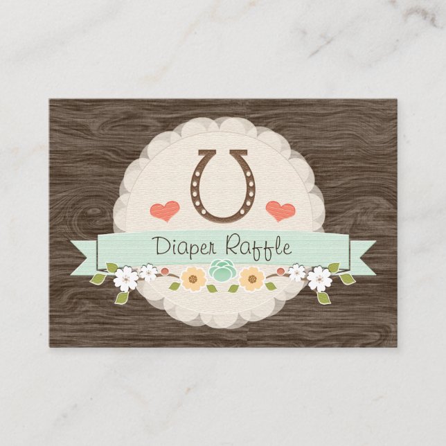 Tarjeta De Recepción Mint Horseshoe Western Diaper Raffle Ticket (Anverso)