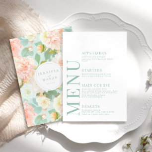 Tarjeta De Recepción Mint Peach Peony Boda Floral