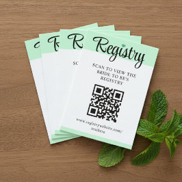 Tarjeta De Recepción Mint to Be QR Code Wedding Registry Bridal Shower