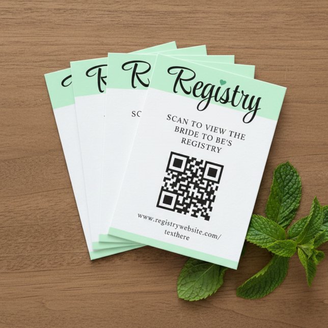 Tarjeta De Recepción Mint to Be QR Code Wedding Registry Bridal Shower (Mint to Be QR Code Wedding Registry Bridal Shower Enclosure Card
)