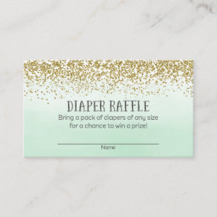 Tarjeta De Recepción Mint y Gold Baby Shower Diaper Raffle