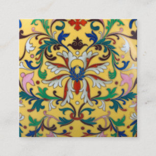 Tarjeta De Recepción Minton de la flor amarilla retro Tile botánico