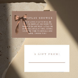Tarjeta De Recepción Mocha Brown Bow No Gift Wrap Display Bridal Shower