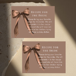 Tarjeta De Recepción Mocha Brown Bow Recipe Request Bridal Shower