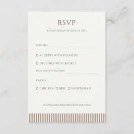 Tarjeta De Recepción Mocha Brown Stripe Minimalist Wedding RSVP
