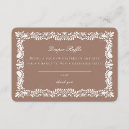 Tarjeta De Recepción Mocha Brown Talavera Tile Diaper Raffle Insertar