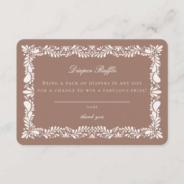 Tarjeta De Recepción Mocha Brown Talavera Tile Diaper Raffle Insertar (Anverso)