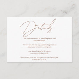 Tarjeta De Recepción Mocha caligráfica de escritura moderna y boda blan