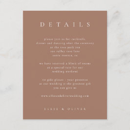 Tarjeta De Recepción Mocha Mousse Boho detalla Boda moderna