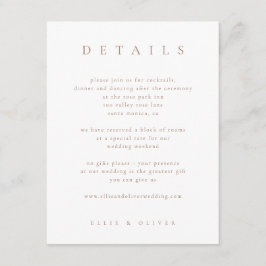 Tarjeta De Recepción Mocha Mousse & White Boho Detalles Boda moderno