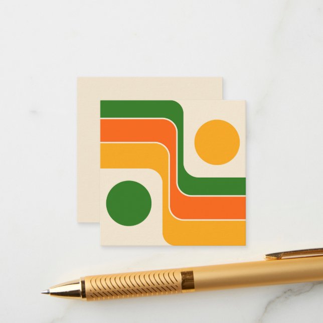 Tarjeta De Recepción Mod 1970s Retro Style Geometric Design (Anverso/Reverso In Situ)