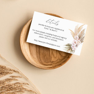 Tarjeta De Recepción MOD Boho Pampas Grass Beach Floral Detalles SM