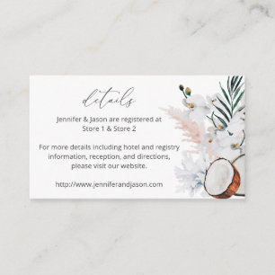 Tarjeta De Recepción MOD Coco Coral & Detalles Florales Blancos SM