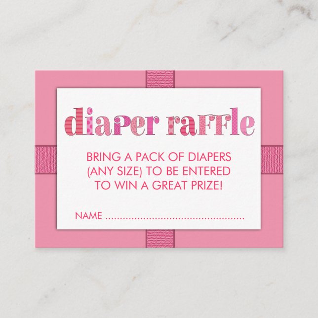 Tarjeta De Recepción Mod Pink Baby Shower Diaper Raffle Ticket Insert (Anverso)