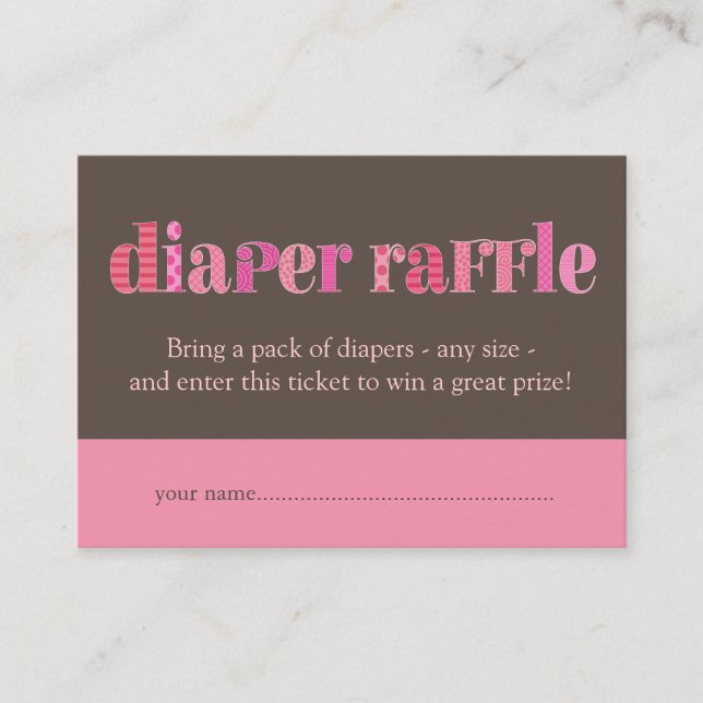 Tarjeta De Recepción Mod Pink Baby Shower Diaper Raffle Ticket Insert (Anverso)