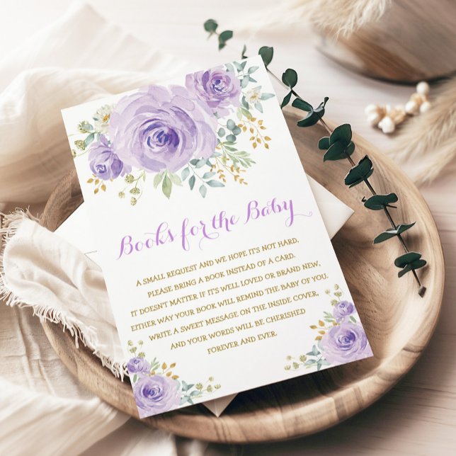 Tarjeta De Recepción Moda acuarela Chica morado floral Baby Shower (Subido por el creador)