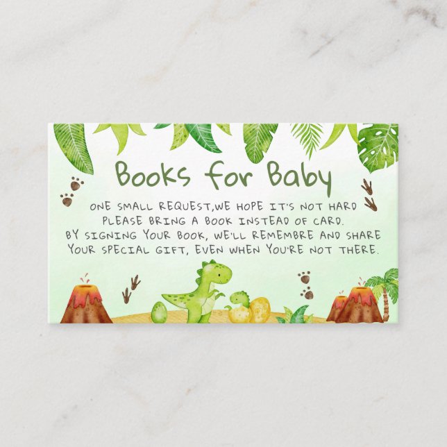 Tarjeta De Recepción Moda acuarela Cute libros de dinosaurios para bebé (Anverso)