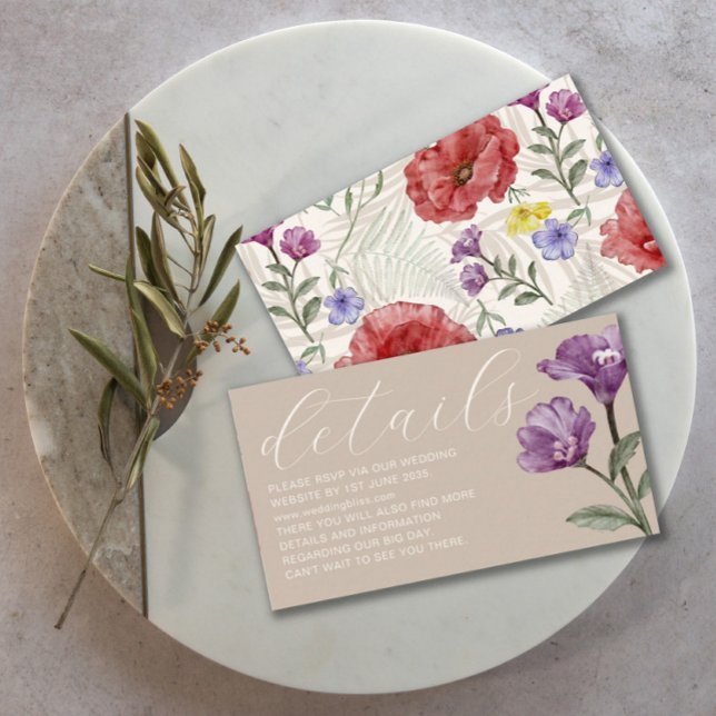 Tarjeta De Recepción Moda acuarela Flor silvestre Boda beige (Subido por el creador)