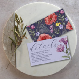 Tarjeta De Recepción Moda acuarela Flor silvestre Boda púrpura detalles