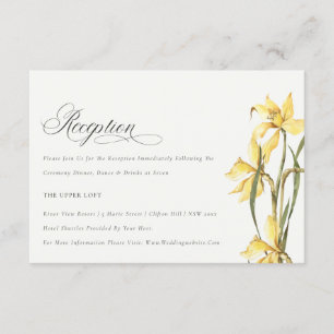 Tarjeta De Recepción Moda Amarillo Daffodil Watercolor Acogida Boda