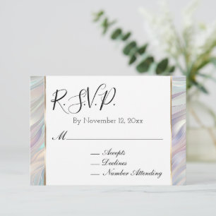 Tarjeta De Recepción Moda Aqua Blue Purple Pearl White Wedding RSVP