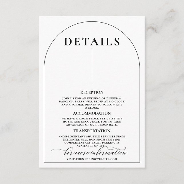 Tarjeta De Recepción Moda Arco Moderno Elegante (Anverso)