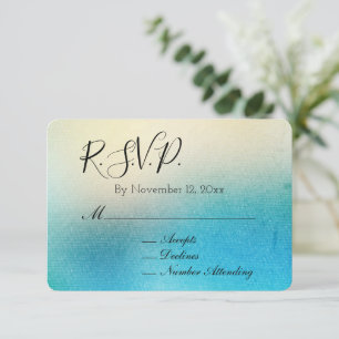 Tarjeta De Recepción Moda blanca turquesa Aqua Blue Wedding RSVP
