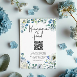 Tarjeta De Recepción Moda Blue Floral Spring Wedding Honeymoon Fondo