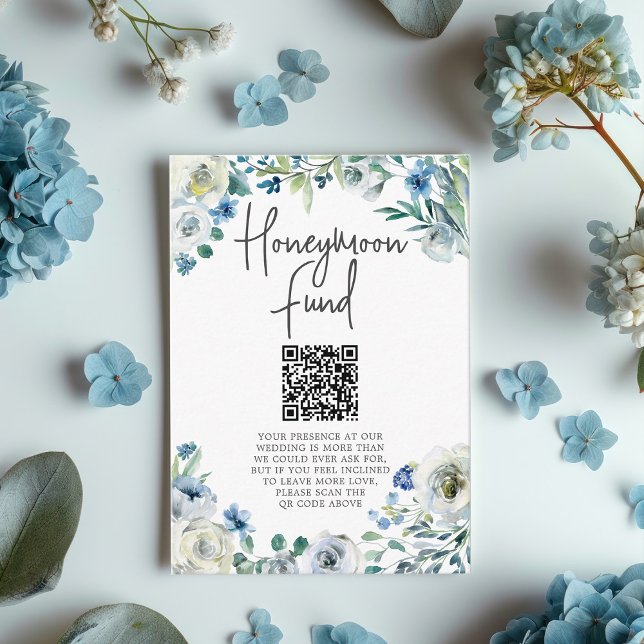 Tarjeta De Recepción Moda Blue Floral Spring Wedding Honeymoon Fondo (Subido por el creador)