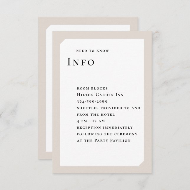 TARJETA DE RECEPCIÓN MODA BODA CÍRCULO (Anverso / Reverso)