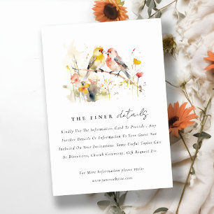 Tarjeta De Recepción Moda Boda de Aves Botánicas Silvestres de Amor