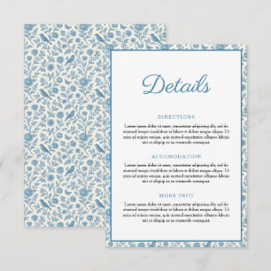 Tarjeta De Recepción Moda Boda de la frontera floral Blue Toile de Jouy
