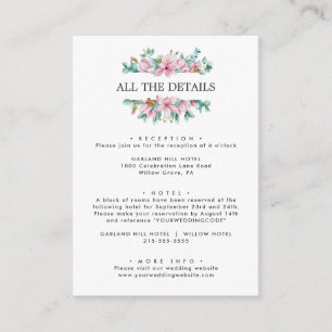 Tarjeta De Recepción Moda Boda de Magnolia Rosa Instrucciones