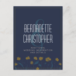 Tarjeta De Recepción Moda boda Moderno Elegante Simple Amarillo Azul