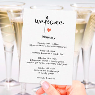 Tarjeta De Recepción Moda Boda Moderno Fin De Semana Itinerario Y Bienv