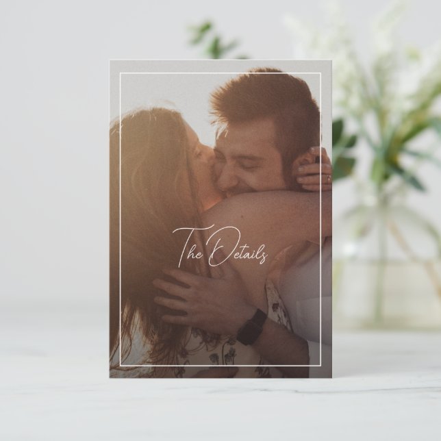 Tarjeta De Recepción Moda Boda moderno foto en blanco y negro (Anverso de pie)