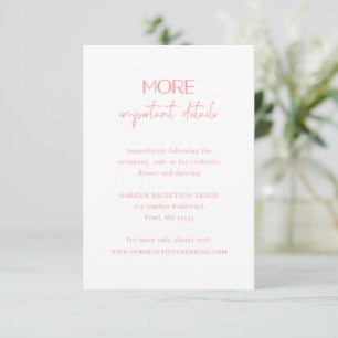 Tarjeta De Recepción Moda Boda rosa moderno