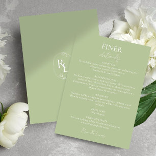 Tarjeta De Recepción Moda Boda Verde Detalles Monograma Floral