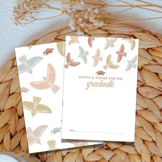 Tarjeta De Recepción Moda Boho Birds | Asesoramiento y deseos de gradua (Subido por el creador)