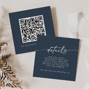 Tarjeta De Recepción Moda Boho Boda azul de la Marina Oscura Detalles d