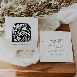 Tarjeta De Recepción Moda Boho Boda gris plateado Código QR RSVP