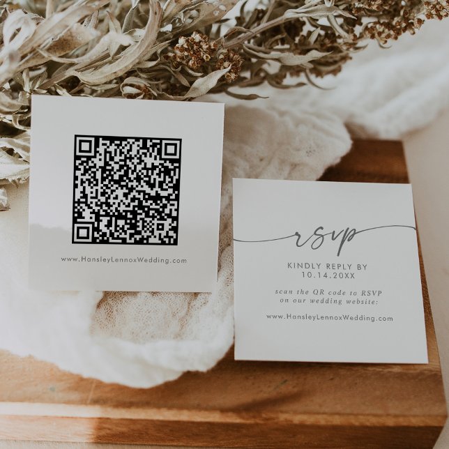 Tarjeta De Recepción Moda Boho Boda gris plateado Código QR RSVP (Subido por el creador)